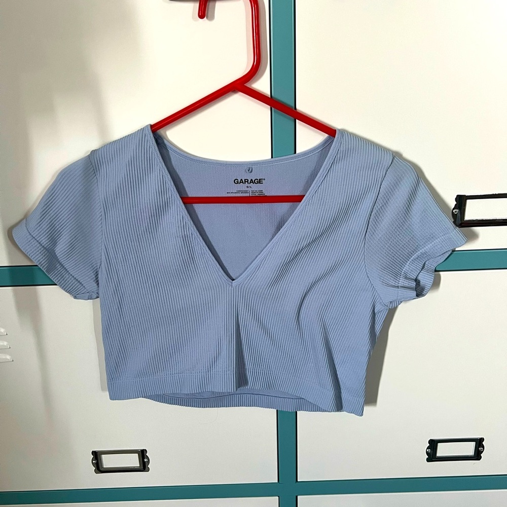 Light blue garage crop top
